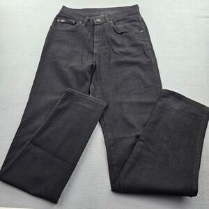 Lee Jeans Womens 10 Black Denim Cotton Stretch Streetwear Straight Leg Made USA